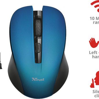 MOUSE WIRELESS TRUST SILENT CLICK BLUE
